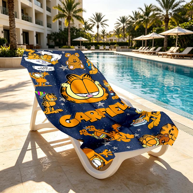 Garfield Print Beach Towel Design, Soft, Lightweight. for Home Bathroom, Spa, Pool, Yoga, Surfing, Camping, Gift for Family, Friend