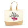 Tote Bag - PLANETEE - Thank You Awesome Electrician - Beige Jute - Large Capacity - Sturdy Handles - Printed In France