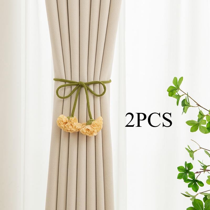 2PCS.Adjustable Creative Flower Curtain Tiebacks, Punch-Free Minimalist Holders,Non-Slip Straps for Sheer Curtains
