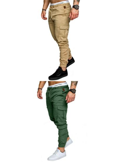 Men's Casual Multi-Pocket Workwear Long Pants - Woven Fabric