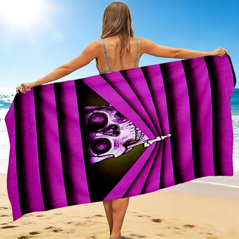 1Pc Skull Through Blinds Beach Towel Quick Dry Multiuse For Beach Pool Gym Yoga Home Travel Christmas Halloween Xmas Gift G1148