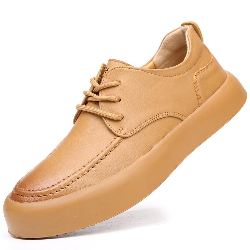 Men's All-match Genuine Leather Sneakers Waterproof Vulcanized Shoes Men 2024 ComforthableWalking Shoes Lace-Up Men Casual Shoes