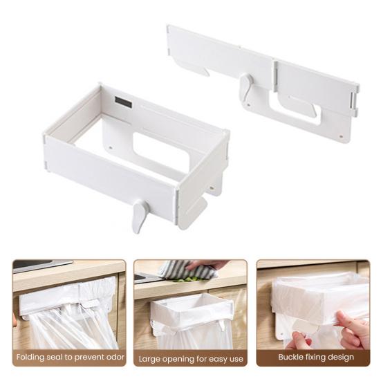 Trash Can Holder Foldable Under Sink Trash Bag Organizer Large Opening Compact Portable Waste Storage Rack
