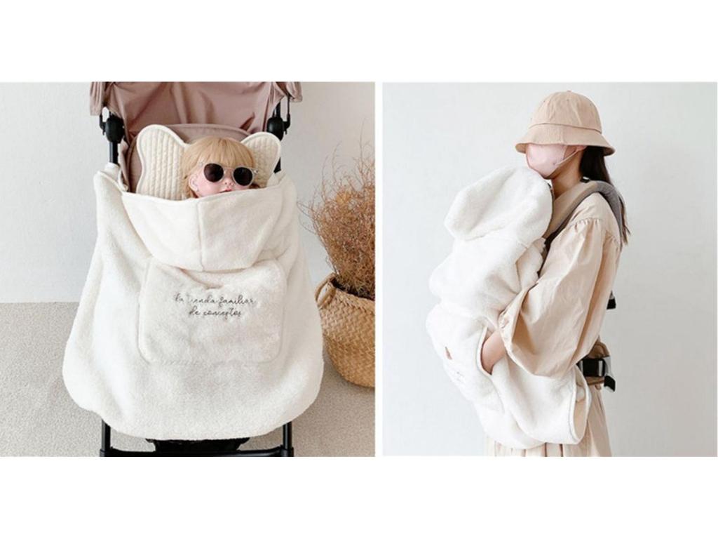 Universal Four Seasons Baby Bear Embroidery Windproof Stroller Blanket & Carrier Cover Quilt