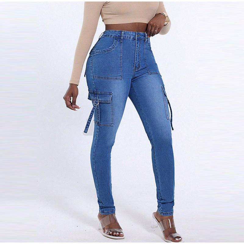 Women Clothing Skinny Jeans Casual Fashion Denim Pants Legging Pants High Waisted Trousers Y2k Streetwear Hip Lift Pocket Design