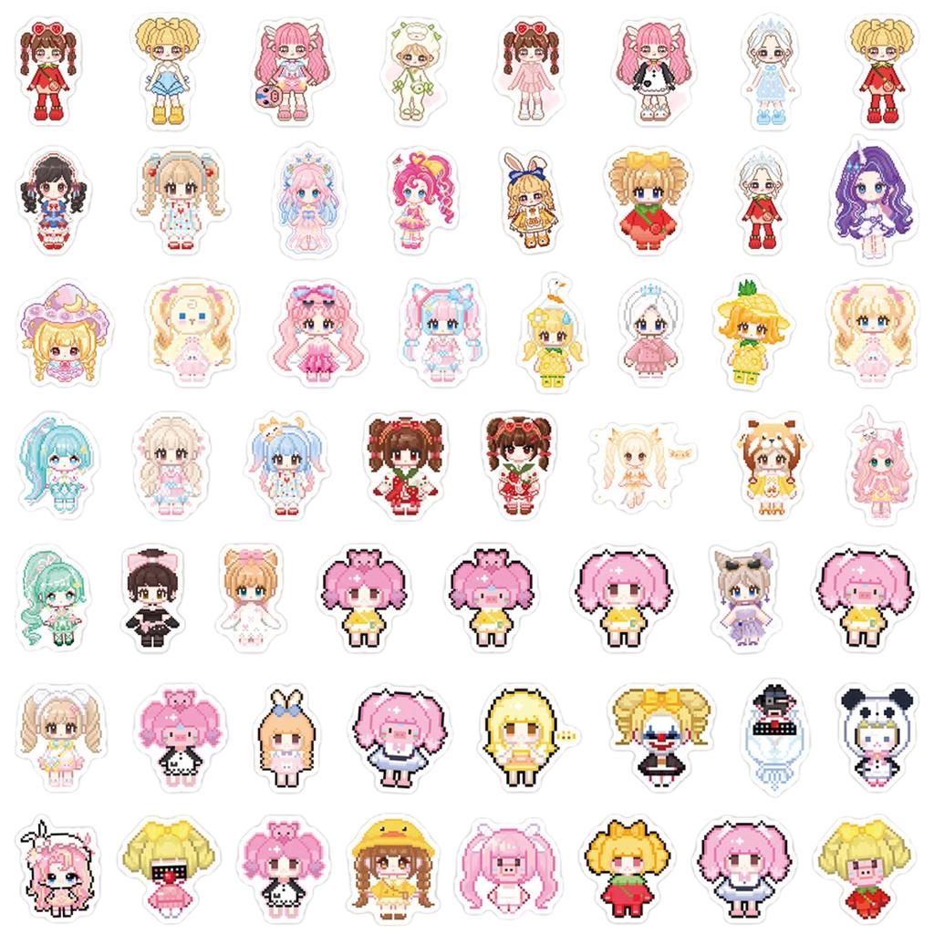 105 Pcs Bead Cute Stickers for Refrigerator, Skateboard and Luggage Decoration