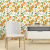 Peel and Stick Orange Fruit Wallpaper Kitchen Decor Floral Leaves Self-Adhesive Contact Paper