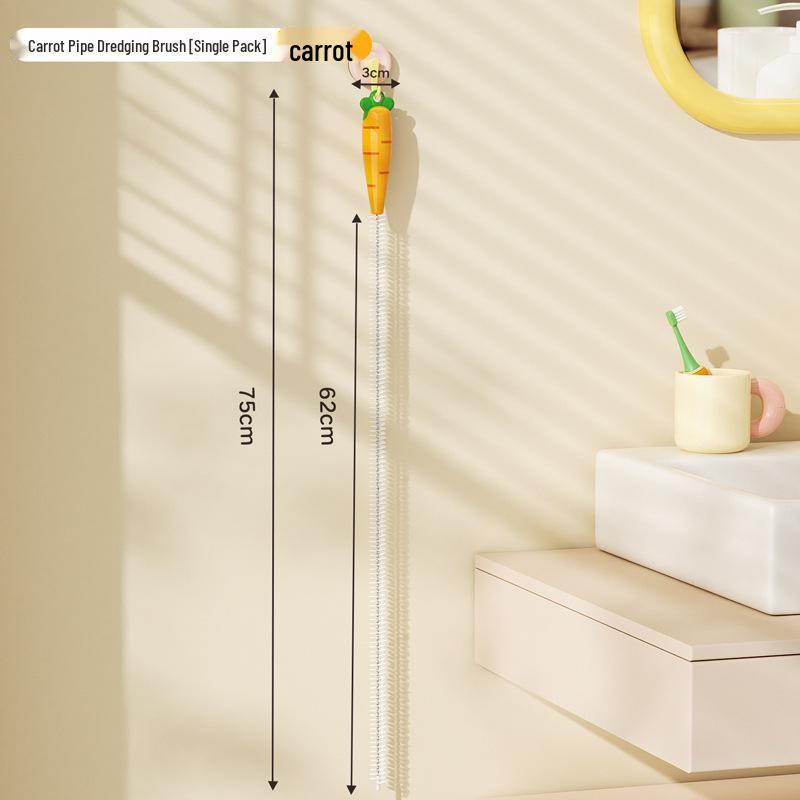 

Carrot-Shaped Drain Brush for Hair Removal and Toilet Cleaning
