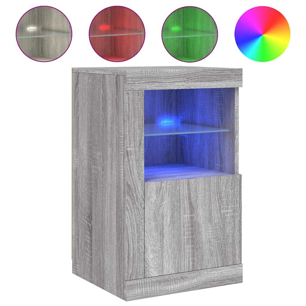 Moderne LED-Beistellschrank, Sonoma-Eiche Grau, Holzwerkstoff