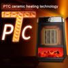Space Heater 1000W PTC Ceramic Fast Heating Desktop Portable Electric Heater with 3D Realistic Flame Light for Bedroom Office