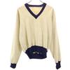 BERTIE & WYCKOFF 70s Vintage Long Sleeve Flannel V-neck Sweater Tops Men's Used