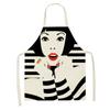 1ks Dámské grafický potisk Kuchyňské zástěry Dámské Lněný bryndák proti znečištění Bez rukávů Zástěry na čištění domácnosti Příslušenství pro domácí vaření