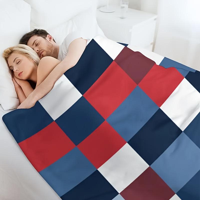 1pc Multicolor Plaid Print Flannel Blanket - Soft, Comfortable, Warm, All-Season, Multipurpose Office, Camping, Travel, Gift Bla