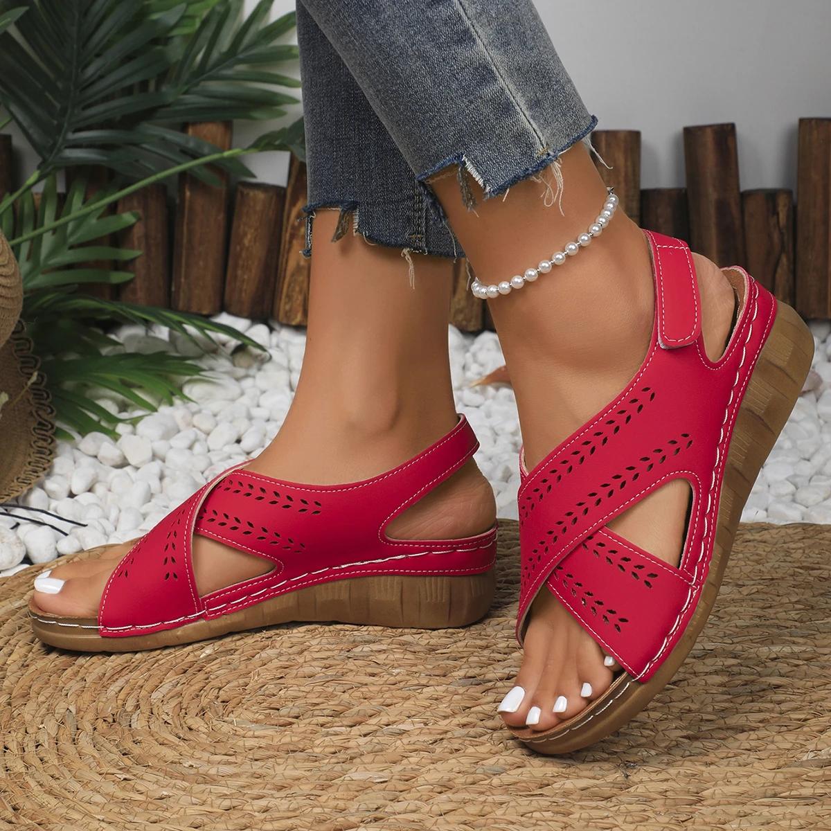 2025 Summer Fashion Women s Sandals New Wedges Peep Toe Sandals Women Hollow Platform Outdoor High Heels Sandalias De Mujer 43 2940₽