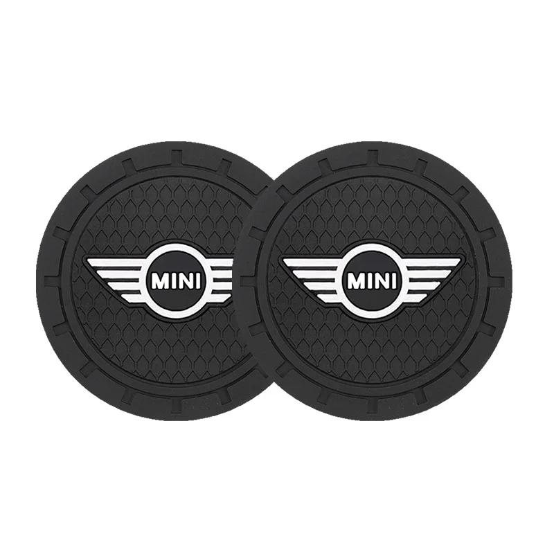 2Pcs Silicone Car Cup Mats Anti Noise Coaster Auto Accessories For MINI One Cooper JCW Countryman Clubman Cabrio Paceman Coupe uylez55