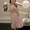 2026 Summer Sweet Princess Woven Cotton Nightgown with Chest Pads – Women's Long Camisole Loungewear