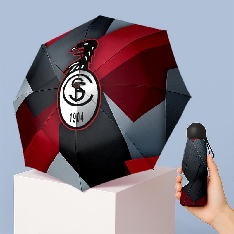 SC Freiburg FC Mini 5 Fold Pocket Umbrella Compact Lightweight Anti UV Rain Sun Protection Umbrella Portable Travel Umbrella