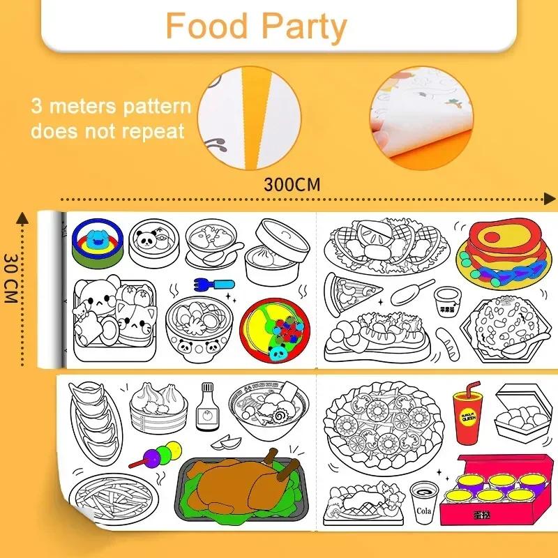 Children Drawing Roll Sticky Coloring Paper Roll DIY Painting Toy Color Filling Paper Graffiti Scroll for Kids Educational Toys