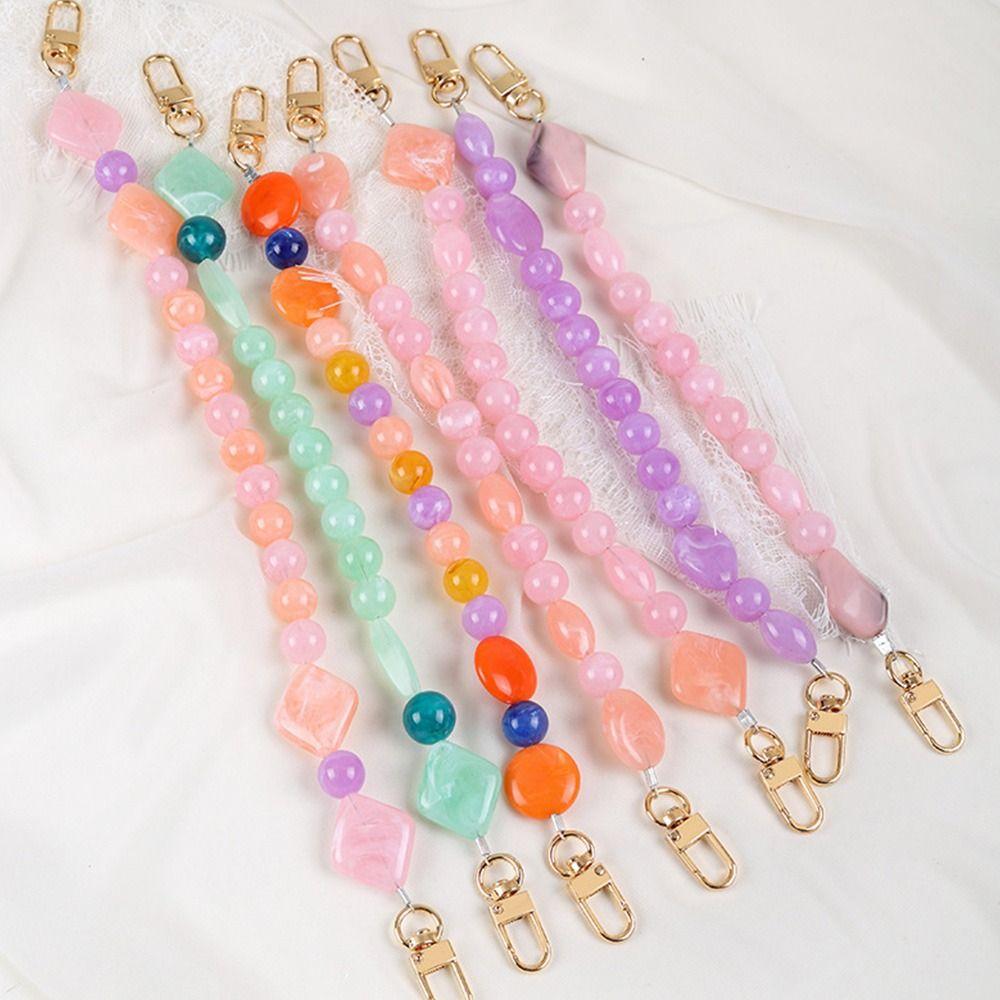 Exquisite Colorful Handbag Chain Replaceable Stone Bead Phone Case Hanging Chain Resin Purse Bag Belt Phone Case Accessories