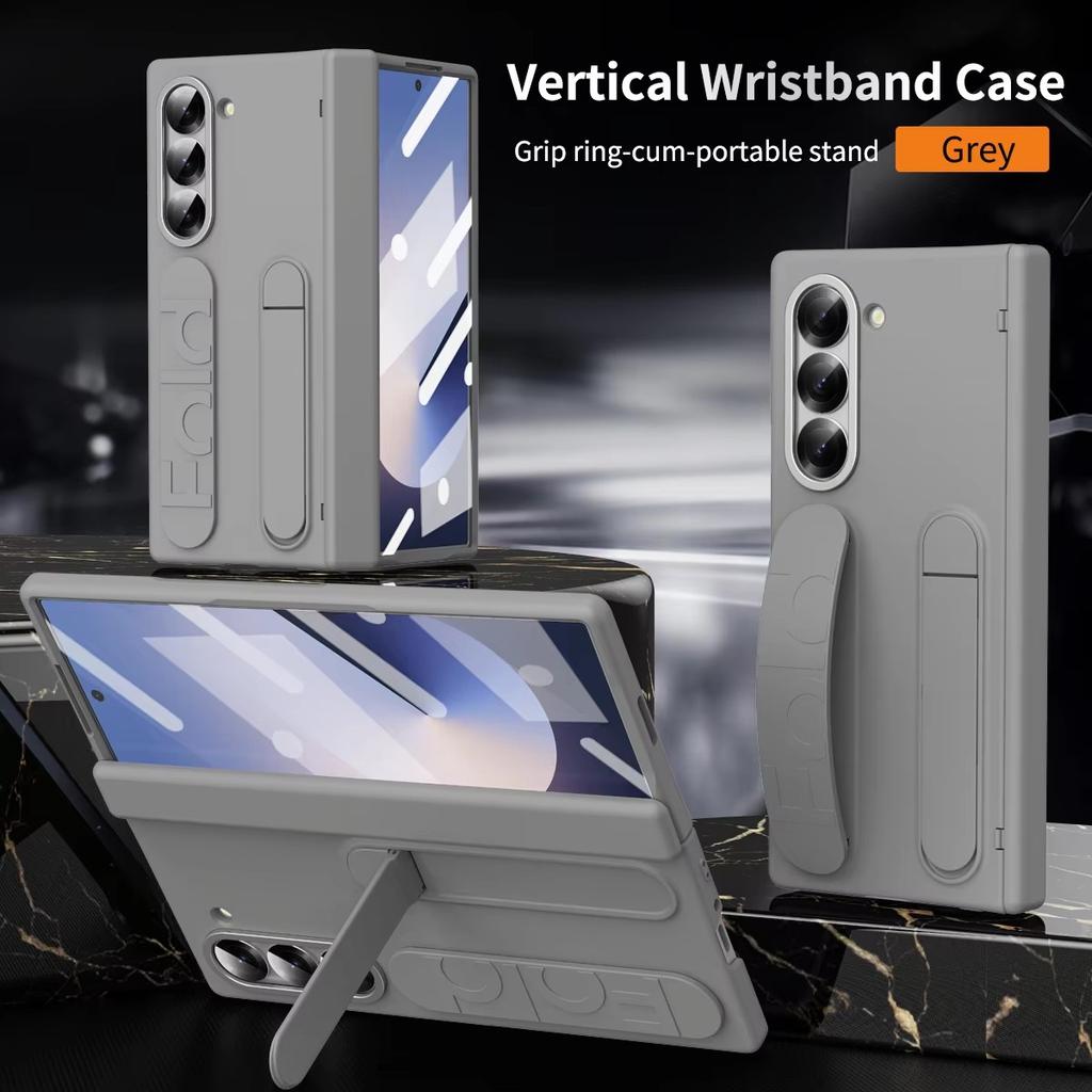 Luxur Wristband Holder Hinge Pen Slot Phone Case for Samsung Galaxy Z Fold 7 6 5 4 3 with Screen Protect Film Shockproof Cover