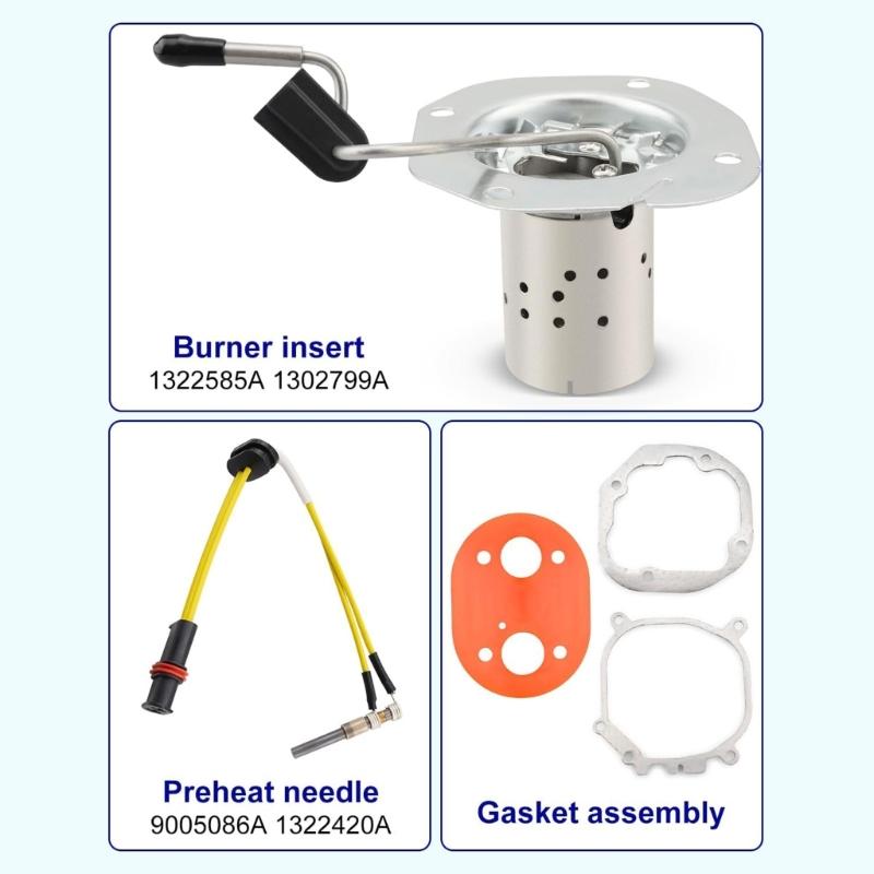 Replace 1322585A 1302799A 9005086A 1322420A for 2000/2000S/2000ST Heaters Glow Pin Burners & Gasket Set