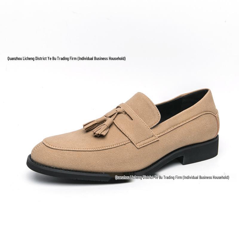 Men's Plus Size Matte Leather Tassel Loafers: Pointed Toe Business Casual Dress Shoes