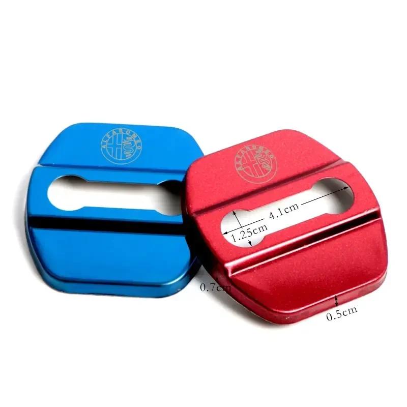 For Alfa Romeo 4Pcs Car Door Lock Protective Cover Sticker for Alfa Romeo Logo Sportiva Giulia Giulietta 159 156 MITO Stelvio 14