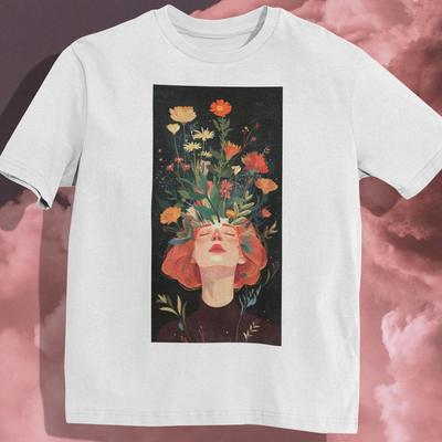 Blooming Mind T-Shirt: Woman with Floral Head Graphic Tee