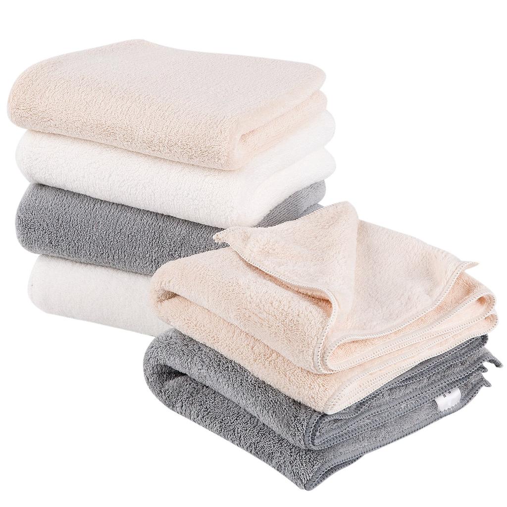 Oseamaid Face Towel Microfiber Deodorizing 6-Piece Set, Towel, Absorbent, Quick-Drying, Antibacterial, (White, Beige, Gray)