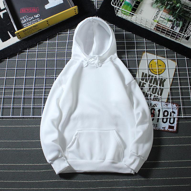 Solid Color Plus Velvet Unisex Loose Hooded Sweatshirt