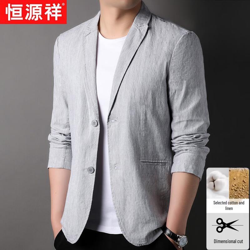 Hengyuanxiang Heren Zomer Linnen Blend Zakelijk Casual Blazer
