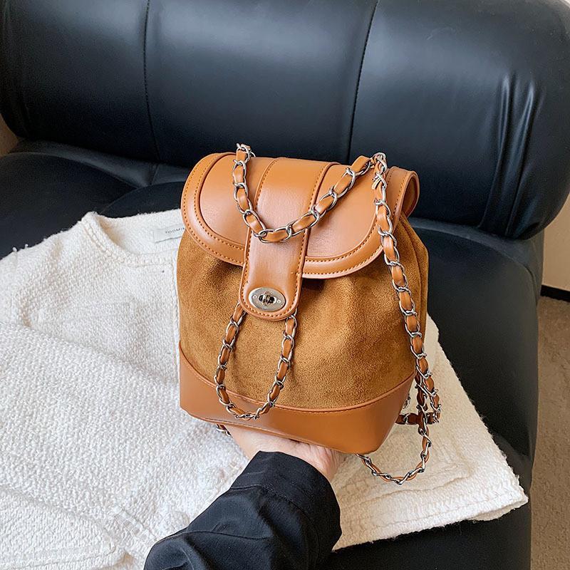 Stylish Pu Bucket Shape Backpack For Women With Fashionable Cross-border Design 2023 Autumn Winter коричневый