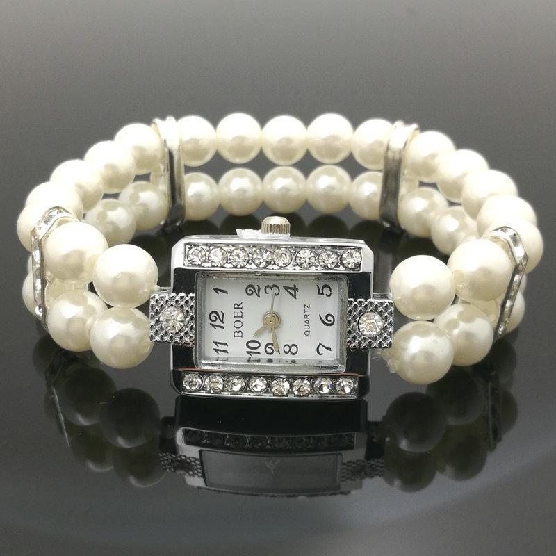 Japanese & Korean Style Pearl Rhinestone Heart Bracelet Watch - Women's Quartz Watch