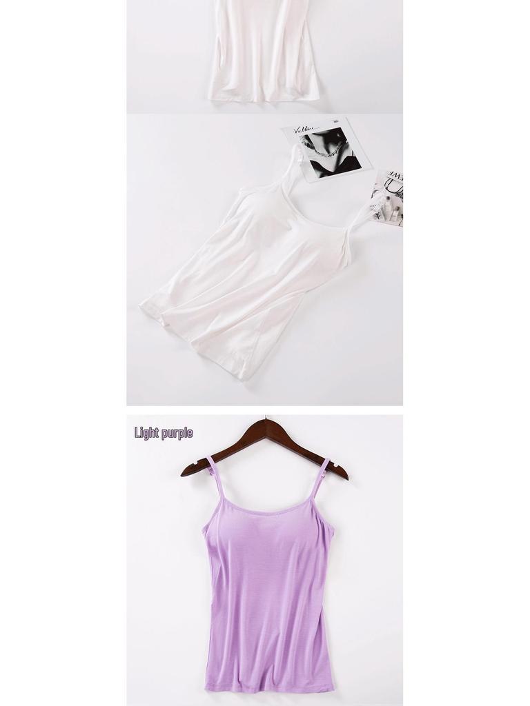Modal Women's Wire-Free Tank Top with Built-in Bra Pads - Yoga Base Layer Upgraded Version