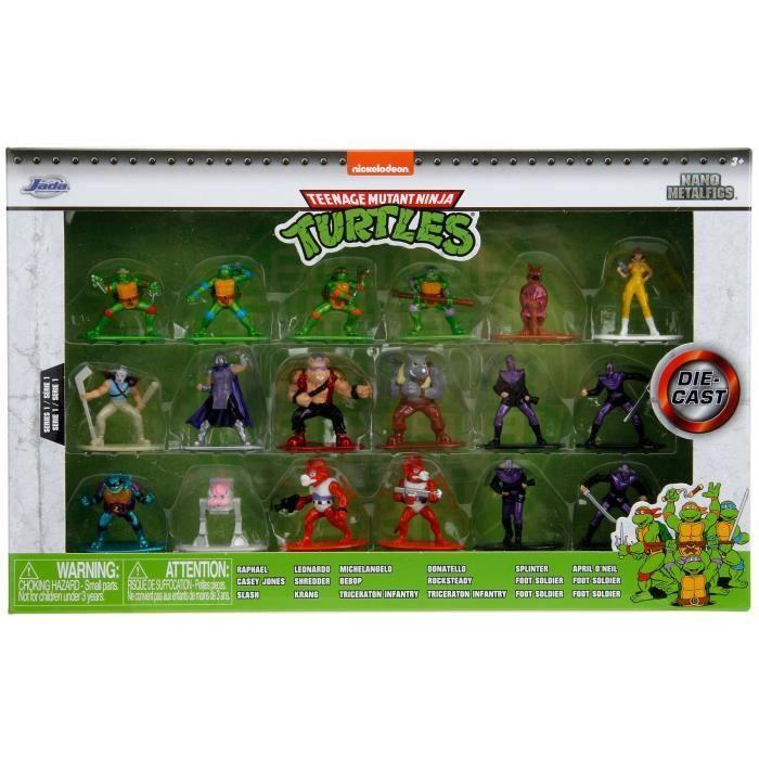 Figurines tortues ninja warrior en métal - set de 18 pièces - jada - collection de personnages détaillés