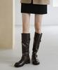 Sappun Demerin Buckle Strap Long Boots (3.5Cm)