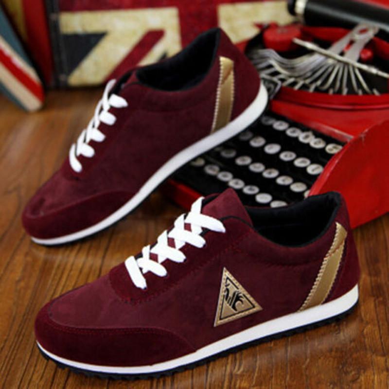 Stylish Men's Leather Suede Lace-up Sneakers Breathable Non-slip