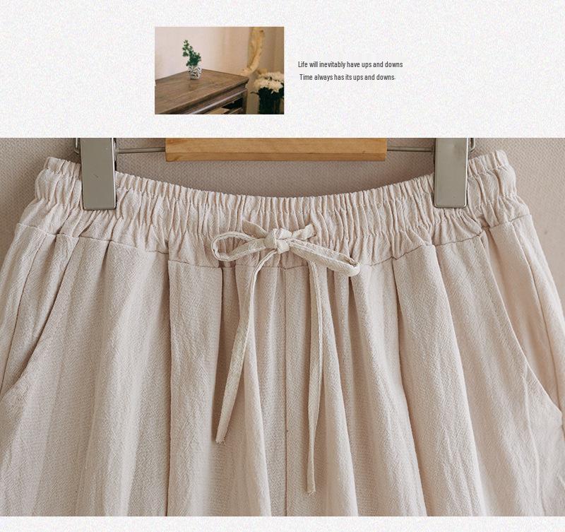 Southeast Asia Plus Size Casual Retro Cotton Linen High Waist Wide Leg Pants