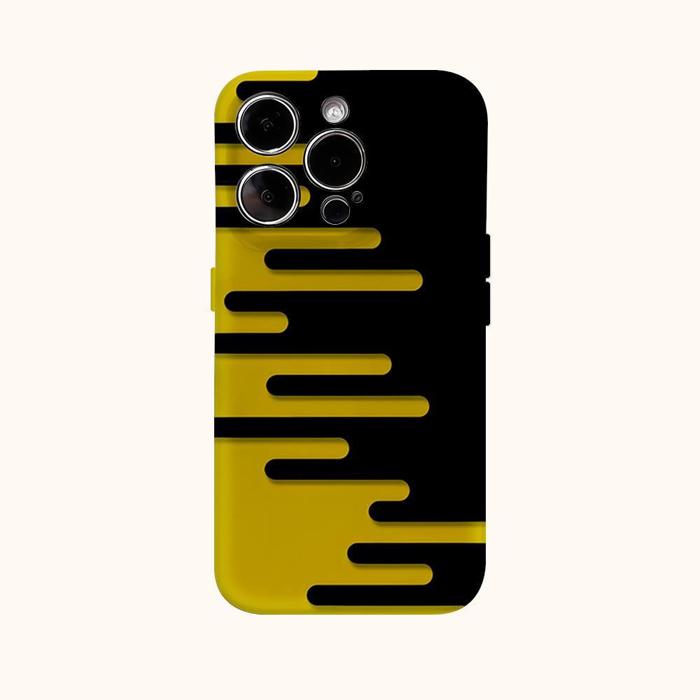 Black Yellow Minimal Lines Phone Case for IPhone 17AIR 16E 16 15 14 13 12 11 17 Pro Max Plus Double-layer Back Cover