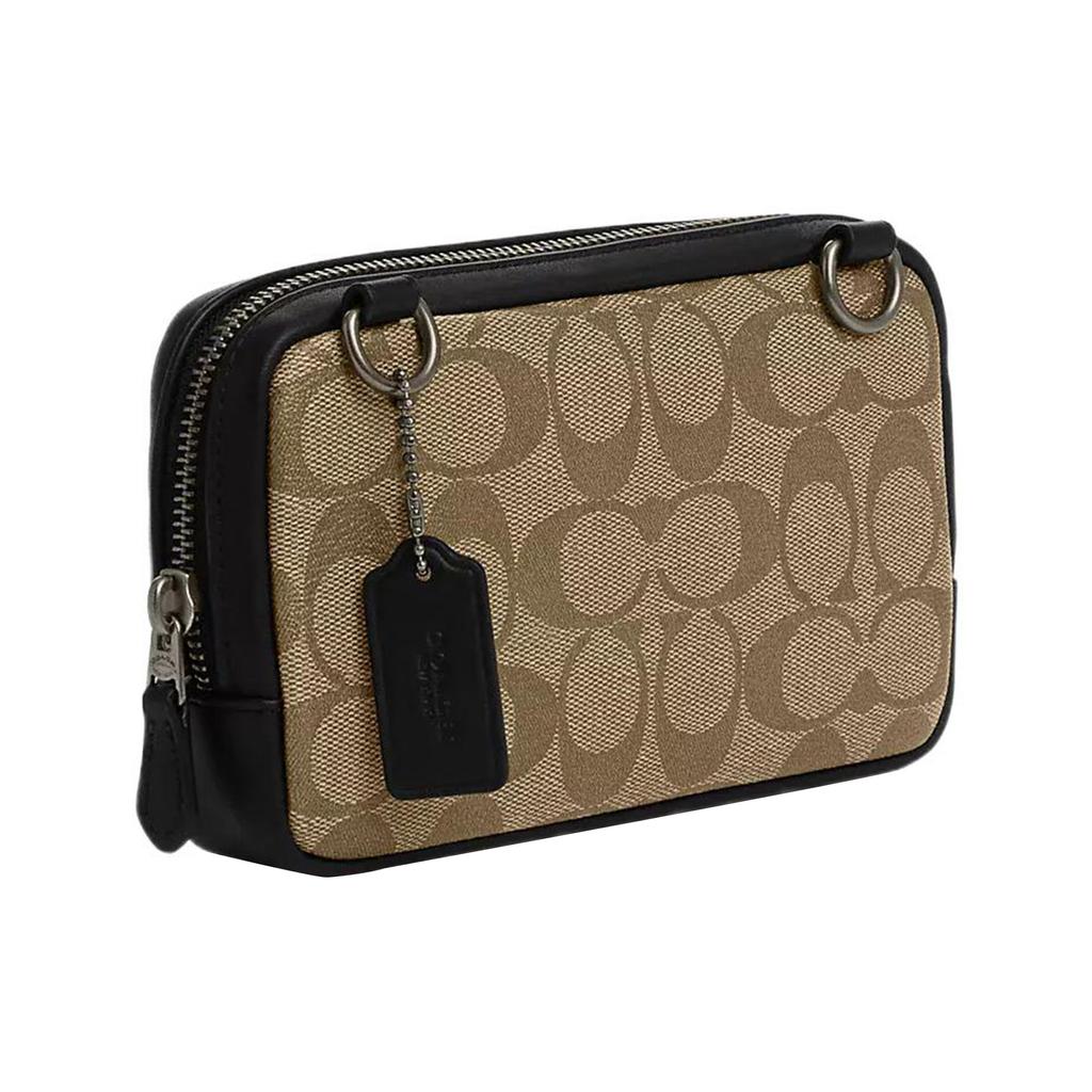 Coach Carrier 18 Logo Plaque Classic Monogram Zip Closure Canvas With Smooth Calfskin Camera Bag Shoulder Crossbody Bag Small Men Bags CM179-QBT4U
