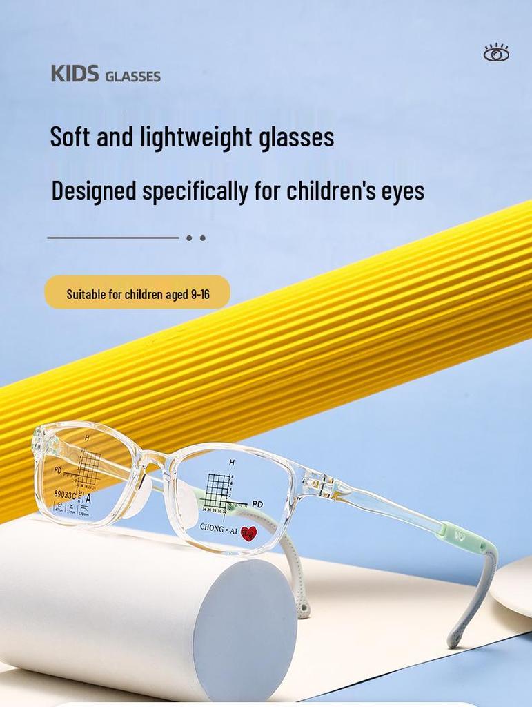 Unbreakable Kids' Silicone Myopia Glasses - Anti-slip, Transparent Frames for Boys and Girls, Prescription-Compatible
