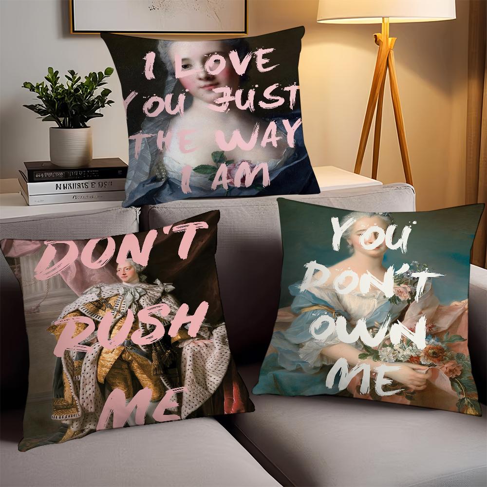 Pillow Case Portrait Feminist Office Cushions Lyrics Suitable For Sofa Funny Car Decorative Cushion Cover
