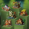 Forest Log Cabin & Windmill Treehouse Building Set - Compatible with LEGO, Educational Blocks for Kids