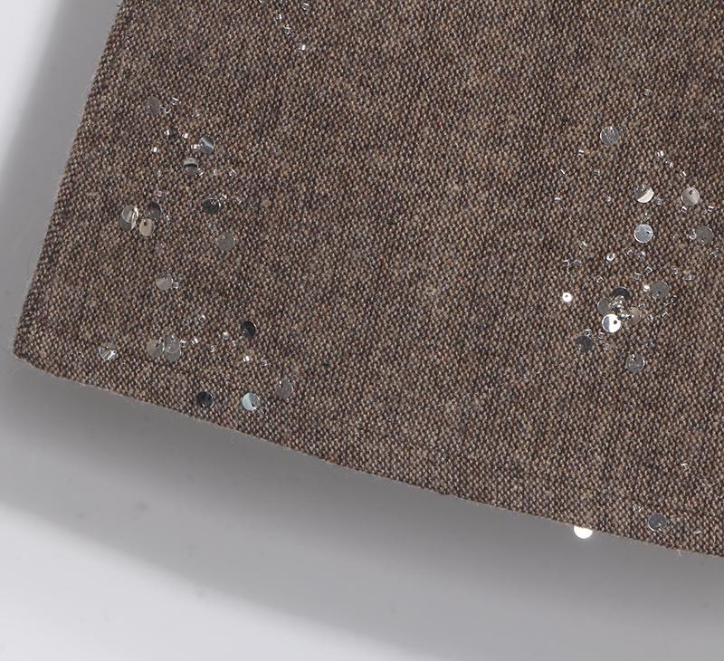 2025 Winter Beaded Sequin High-Waist A-line Skirt - Slim Fit, Anti-Exposure, Hip-Hugging Design