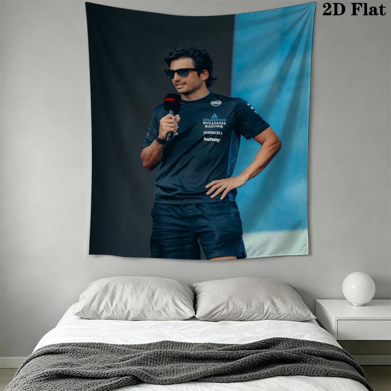 Carlos Sainz Wall Tapestry Aesthetic Wall Hanging Printed Fabric Blanket Decorative Tapestries for Bedroom Living Room Home Decor