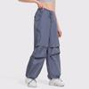 Damen Y2K Cargohose mit weitem Bein und Kordelzug - Schlankmachendes amerikanisches Fallschirmdesign für lässigen Sport.