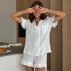 European and American pure cotton breathable and comfortable printing short-sleeved cotton and silk pajamas women's summer suit women's loungewear