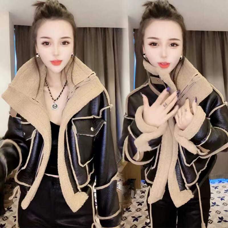 

Меховой цельный локомотивный костюм женский зимний гранулированный флис мех ягненка хлопковое пальто хлопковое пальто флисовая куртка XXS random blind box чёрный