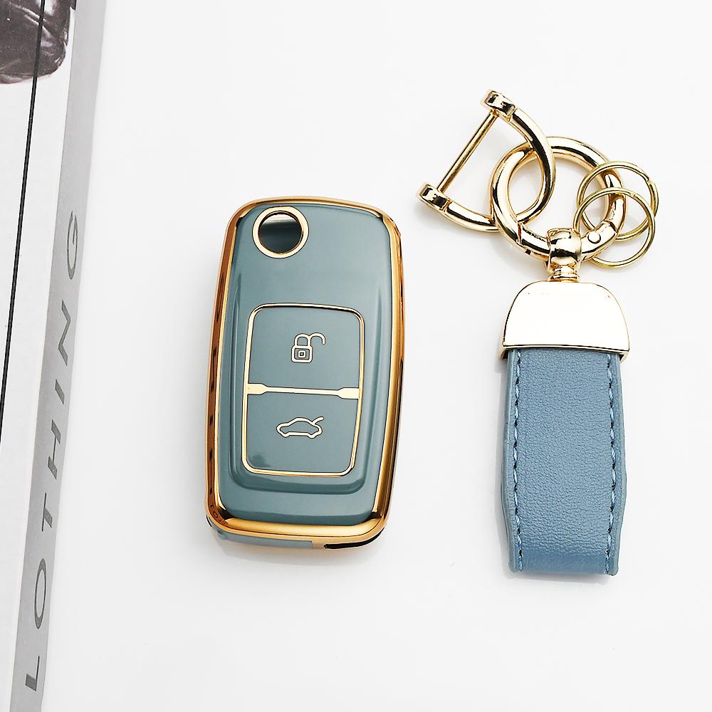 Gold Edge Soft Tpu Car Key Case Cover Keyless Fob Shell Holder Protector For Chery Tiggo Tengo Fulwin 2 Cowin A3 A5 A13 M11 E5