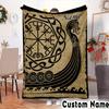 Custom NameViking Blanket Flannel Throw for Sofa, Indoor, Camping, Living Room, Office, Chair, And Bed Soft Birthday Christmas Gift